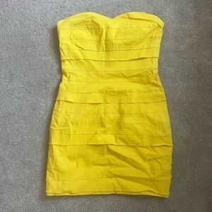 Ark &  Co strapless yellow mini dress.